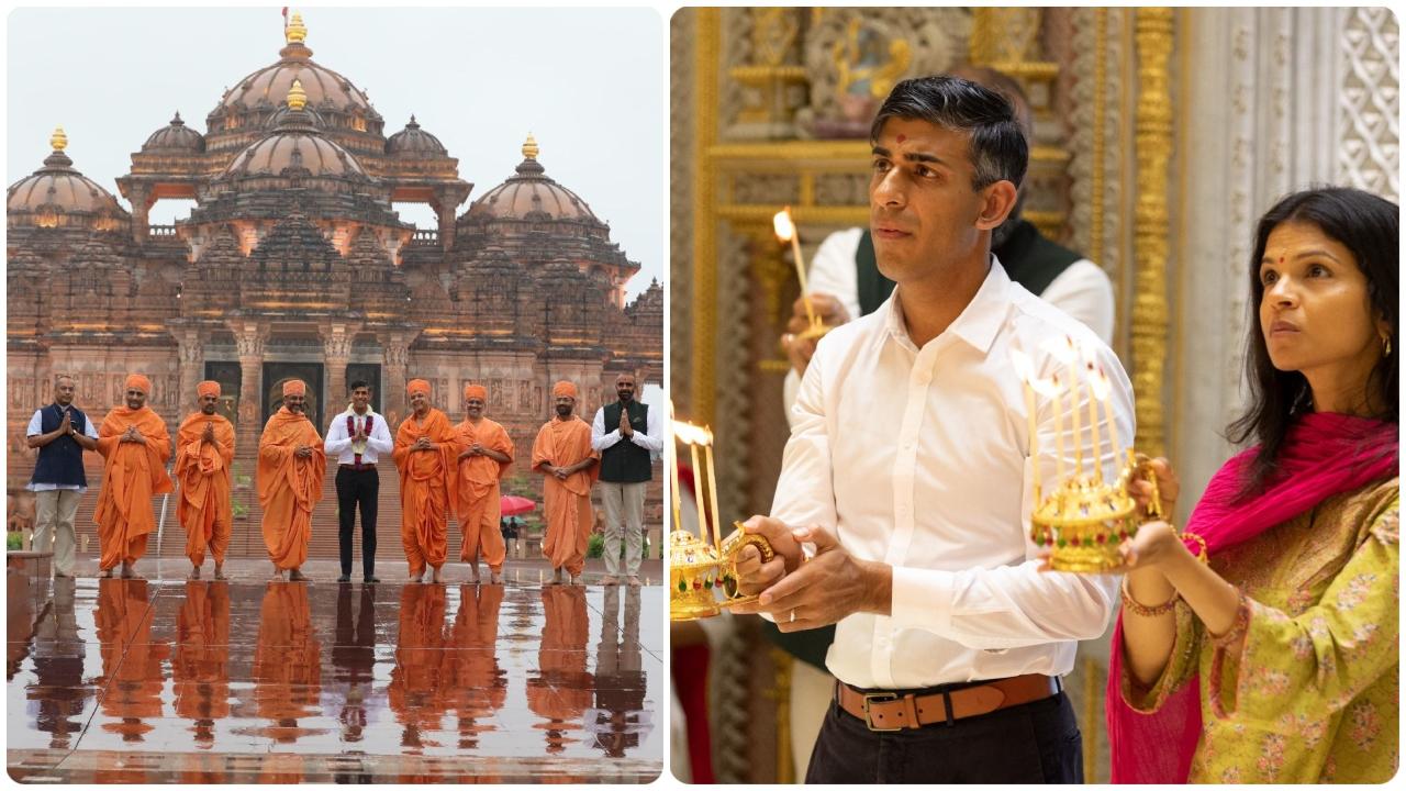 UK PM Rishi Sunak Visits BAPS Swaminarayan Akshardham Temple In Delhi ...