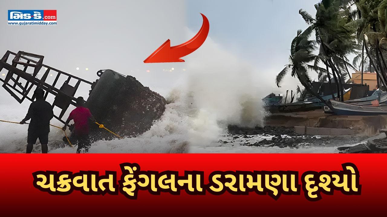 ચક્રવાત ફેંગલ: તોફાની દરિયાઈ મોજા અને પવનો મહાબલીપુરમના દરિયાકાંઠે અથડાયા