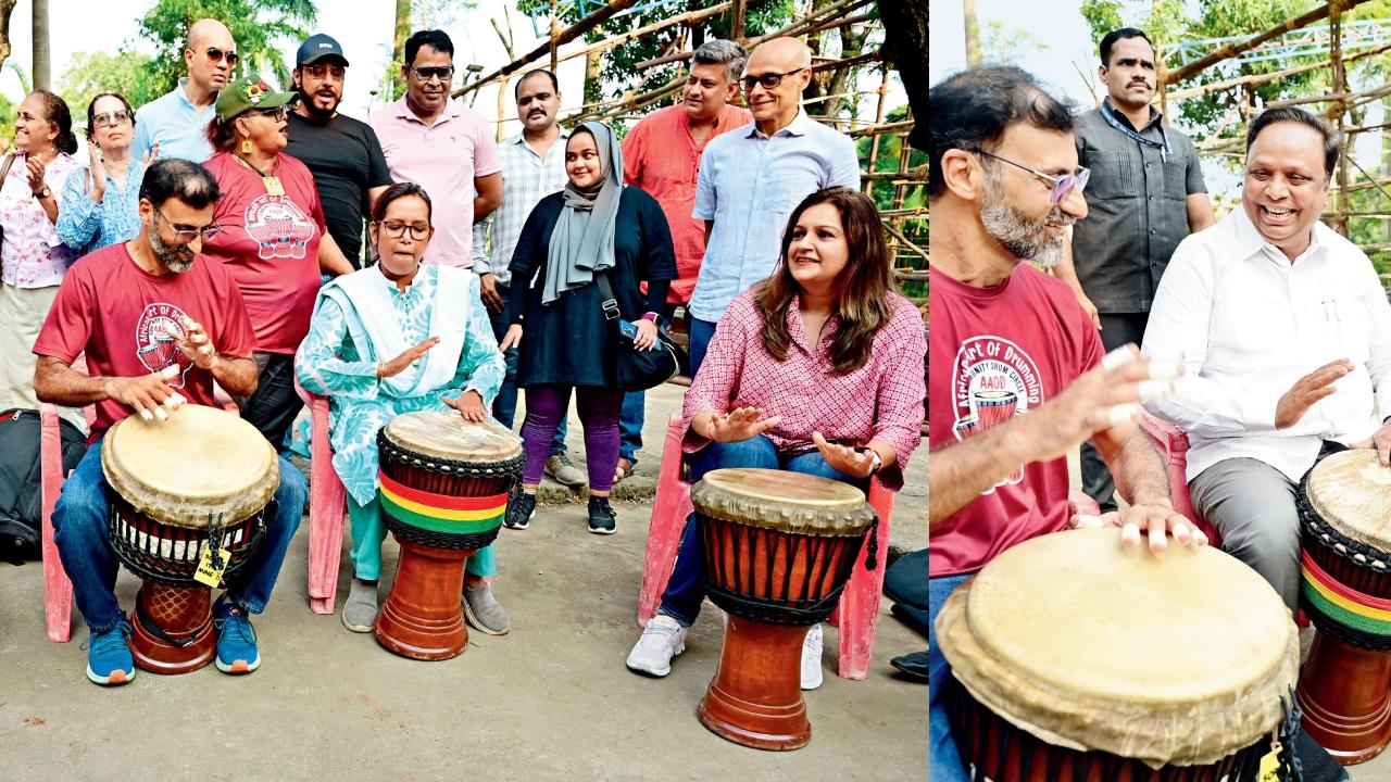 BMCએ પટવર્ધન પાર્ક નીચે અન્ડરગ્રાઉન્ડ પાર્કિંગનો પ્લાન પડતો મૂકતાં બાંદરાના રહેવાસીઓએ ઢોલ વગાડી એનો આનંદ વ્યક્ત કર્યો હતો જેમાં વિધાનસભ્ય આશિષ શેલાર, સંસદસભ્ય વર્ષા ગાયકવાડ અને ઉદ્ધવ ઠાકરે જૂથનાં રાજ્યસભાનાં સદસ્ય અને પ્રવક્તા પ્રિયંકા ચતુર્વેદી પણ જોડાયાં હતાં. (તસવીરો-શાદાબ ખાન)