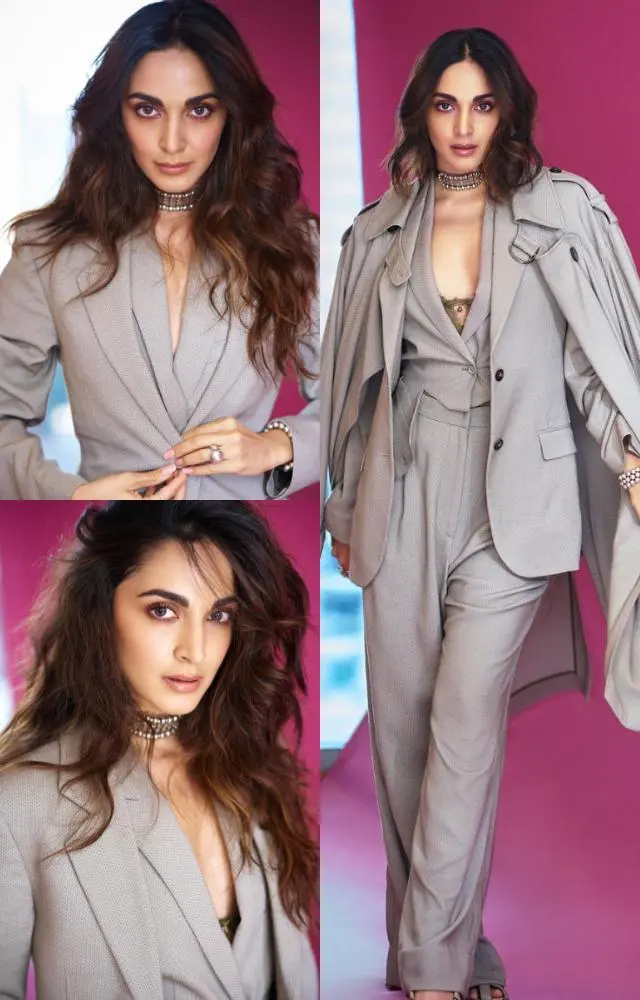 Kiara Advani stepped out in a fitted pantsuit with a bralette