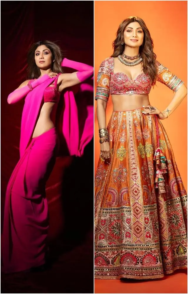 Bollywood Shilpa Shetty in Exclusive Maroon Bridal Lehenga - MiaIndia.com